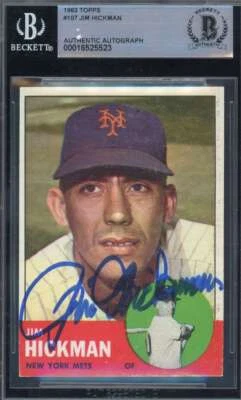 吉姆·希克曼·贝克特·巴斯 1963 年签名 Topps 亲笔签名 — 第 1/2 张图片