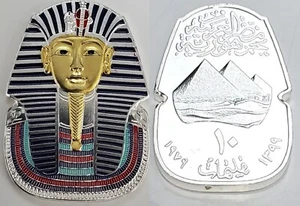 Gold Silver Pharaoh Coin Medal Egypt Pyramids History Sphinx Roman Empire Old UK - Imagen 1 de 1
