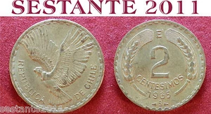 B34 CHILE CILE 5  CENTESIMOS CENTESIMI 1965 KM# 190  - Picture 1 of 1