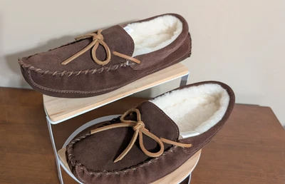 Eddie Bauer 1191 Marrón Oscuro Gamuza Piel de Oveja Mocasín Arco Zapatillas Zapato Para Hombre 8 M Foto 1 de 4