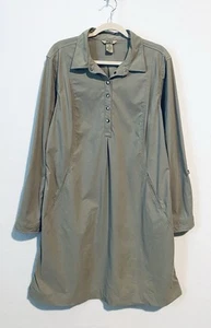 Duluth Trading Dress Womens XL Khaki Non Stop Ripstop Nylon UPF 30 Snap Front - Picture 1 of 6