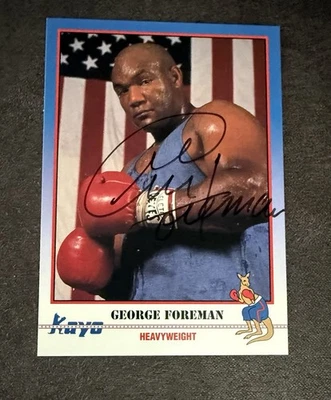 Tarjeta firmada con autógrafo de campeón de boxeo de peso pesado George Foreman murió 2025 Foto 1 de 2