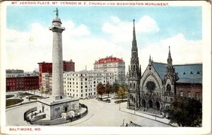 Baltimore MD-Maryland, Mt Vernon Place, Kirche, Denkmal Vintage Postkarte - Bild 1 von 2