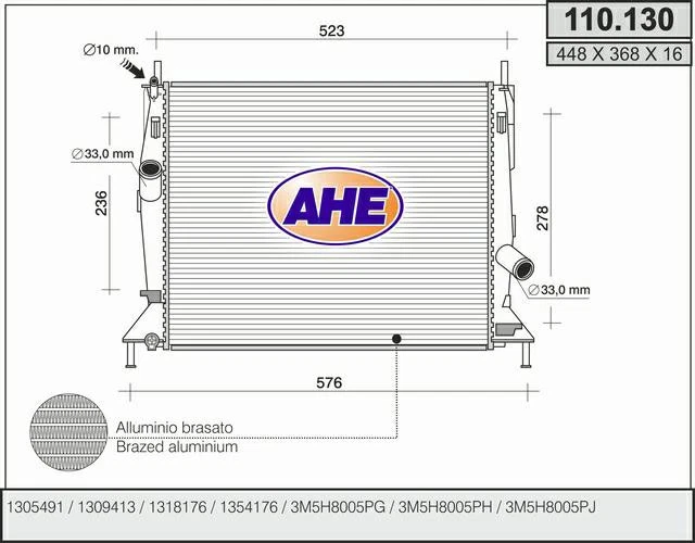 Radiatore FORD FOCUS C-MAX DM2 1.6 74kw 03-07 - Immagine 1 di 1