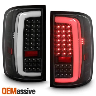 For 2014-2018 GMC Sierra 1500 2500HD 3500HD [C-Tube] LED Black Tail Lights Pair — 第 1/4 张图片