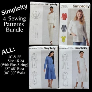 4-Piece Bundle Simplicity Sewing Pattern Dress Pants Top Plus Size 16-24 UC FF - Picture 1 of 4