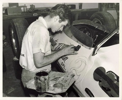 Foto 8x10 Vintage Rueda Abierta Coche de Carreras Detalle Pintura Foto 1 de 2