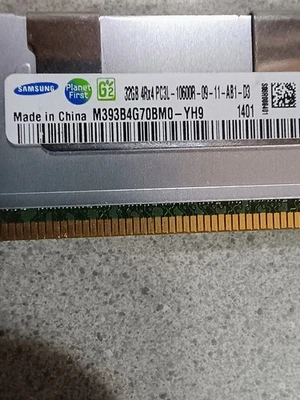 Samsung M393B4G70BM0-YH9 32GB DDR3-1333 RDIMM PC3L-10600R Quad Rank x4 Module - Image 1 of 2