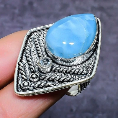 Anillo Owhyee ópalo, topacio blanco piedras preciosas plata esterlina 925 talla 8,5 W642 Foto 1 de 3