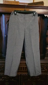 VINTAGE Y2K Silk Black White Cropped Retro Gingham Pants Size M 6 Travel Classy - Picture 1 of 7