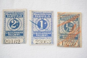 Manchester Sheffield Lincolnshire Eisenbahn Pakete Brief Zeitungsmarke x3 - Bild 1 von 2