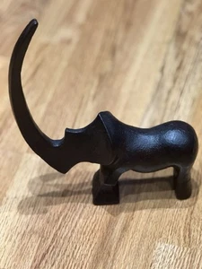 Halbmond Nashorn Nashorn Skulptur Buchstützen Atemberaubendes Kunstwerk Schwer 6 Pfund 10 Zoll Höhe - Bild 1 von 22