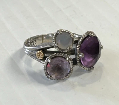 Anillo TACORI Plata de Ley - Oro 18K - Cuarzo Ahumado Amatista - Talla 5.25 Foto 1 de 4