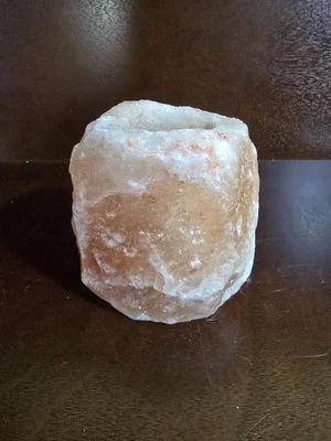 Candelabro votivo de sal de roca rosa del Himalaya de 3" con candelabro terapéutico natural Foto 1 de 4