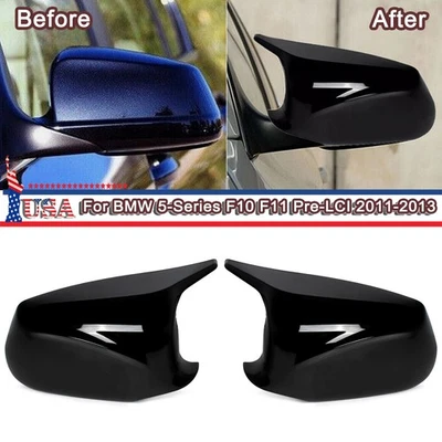 Gloss Black M Style Side Mirror Cover Caps For 2011-2013 BMW F10 535i 530i 528i Foto 1 de 4