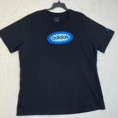 Мужская футболка Adidas 3XLT черная с коротким рукавом логотип обычный крой высокая футболка - Изображение 1 из 4