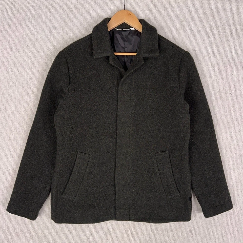 NEW Anian Garibaldi Wool Coat Snap Jacket Mens S Olive Charcoal Made in Canada - Image 1 of 4