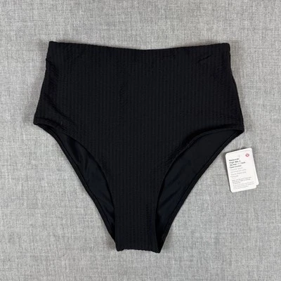 Lululemon Waterside Seersucker Swim Bottom Size Extra Small Black High Waist NWT - Image 1 of 4