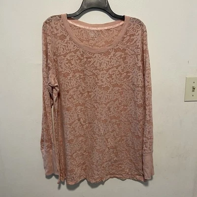 Blusa para mujer Maurices talla 1X Burnout floral encaje rubor rosa romántico Foto 1 de 4