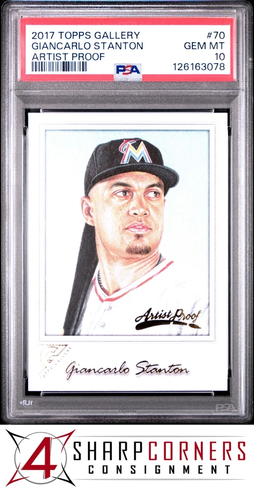 2017 TOPPS GALLERY ARTIST PROOF #70 GIANCARLO STANTON POP 1 PSA 10 - Image 1 of 3