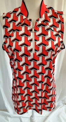 Tail Womens Large Golf Polo Sleeveless Mandarin Collar Geometic Cheveron Print  - Image 1 of 4