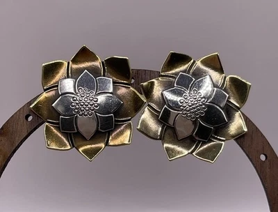 Difícil de Encontrar Pendientes James Avery GRANDES Flor Temprana Plata Esterlina y Latón Raros RETIRADOS Foto 1 de 4
