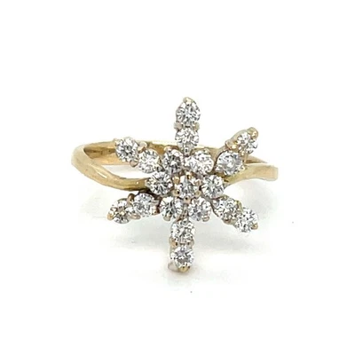 Anillo de dos diamantes en forma de estrella amarilla de 18 k de 0,65 quilates tamaño 6 1/2 - 2,8 gramos Foto 1 de 4