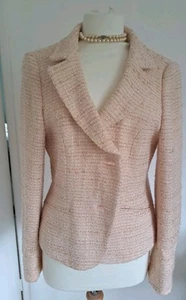 Planet Pastel Pink Wool Boucle Jacket 12 14 Lined Feature Buttons VGC - Picture 1 of 7