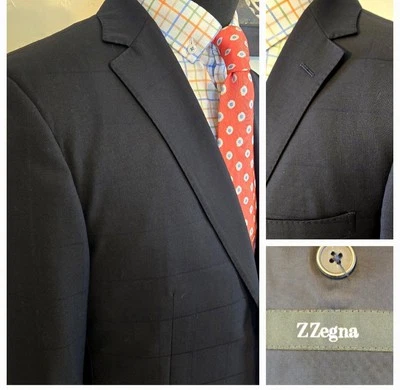 Blazer masculino Z-Zegna janela 38R/48 UE preto lã xadrez terno jaqueta - Imagem 1 de 4