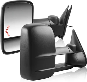 Pair Black Power Heated Towing Mirrors Compatible for 2003 2004 2005 2006 Chevy  - Picture 1 of 12