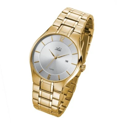 Мужские часы Adi золотистые нержавеющая сталь с датой, 42 мм, 50 м водонепроницаемые - Изображение 1 из 4