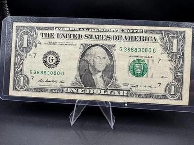 2009 $1 Fancy Serial G38883080G 💵 Trinary 0/3/8 w/ 888 Run - Image 1 of 2