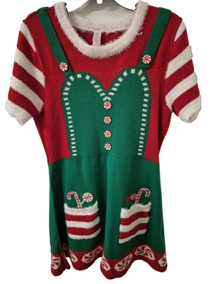 No Boundaries Quirky Holiday Christmas Knitted Elf Sweater Dress Size XL - Изображение 1 из 3