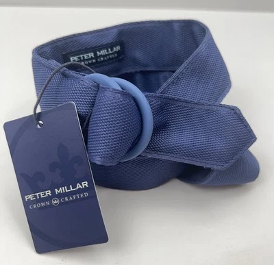 Cinto masculino Peter Millar Crown trabalhado XL Galaxy azul golfe desempenho O-Ring novo com etiquetas - Imagem 1 de 4