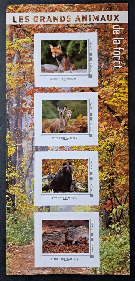 Bloque Francia 4 Estampillas Coleccionistas Autoadhesivas Animales Oso Zorro Nuevo MNH Foto 1 de 1