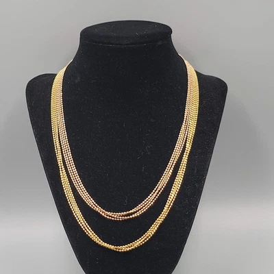 Multi Strand Ball Bead Chain Necklace Layered Two-Toned 18-20 Inch Adj - Image 1 of 4
