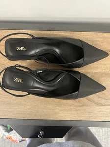 Zapatos Zara Negro Tacón Cordones Nuevos US 8.5 EU 39 - Imagen 1 de 11