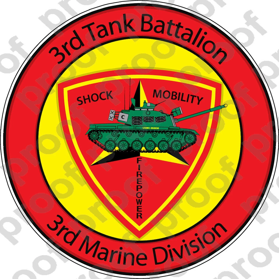 STICKER USMC UNIT 3rd TANK BATTALION oo USMC Lisc# 20187