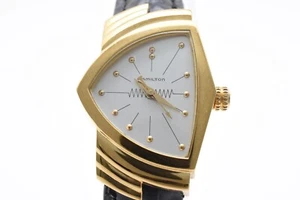 [EXC+5] Orologio Hamilton Ventura H243010 Quarzo Quadrante Bianco Oro GIAPPONE 83 - Foto 1 di 12