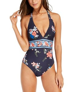 Traje de baño Monokini ajustado de una pieza con relleno para mujer Azul Traje de baño Monokini ajustado de una pieza con relleno para mujer Azul