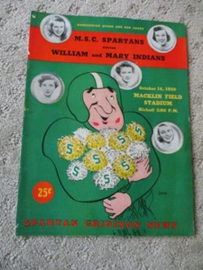 Vintage!! 1950 Michigan State vs William & Mary College Football Programm Heimkehr - Bild 1 von 5