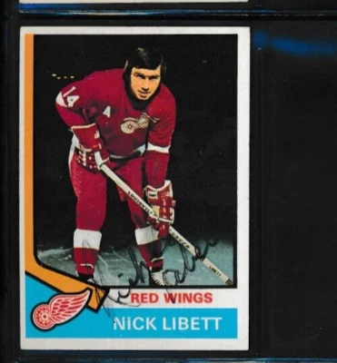 1974-75 Topps #193 Nick Libett Detroit Red Wings Signed Autograph (AW71) SWSW6 - Image 1 of 2