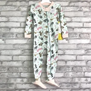 Burt's Bees Baby Girls' Sz 18M Farm Animals Long Sleeve Zippered Footed Pajamas - Picture 1 of 8