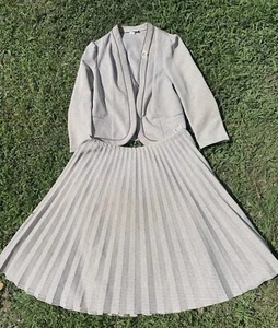 Vintage RARE Marty Gutmacher Pleated Skirt Suit Jacket Gold Speckle 20 ❤️sj7m61 - Picture 1 of 11