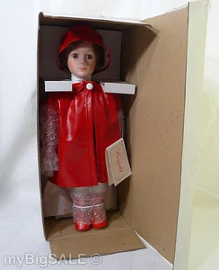 Collectible Porcelain Doll Camelot Jimmy Authentic Red Raincoat 14.5 in QVC HTF - Picture 1 of 8