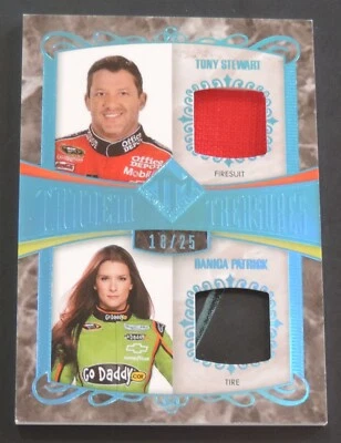 2012 PRESS PASS TONY STEWART & DANICA PATRICK DUAL RELIC  #ED 18/25 SP RARE L@@K - Image 1 of 2