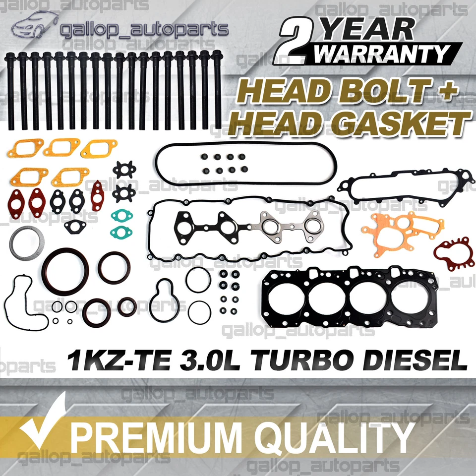 VRS HEAD GASKET SET/KIT+HEAD BOLTS FOR TOYOTA HLUX KZN165 3.0L 1KZ 1KZTE TURBO - image 1 of 1
