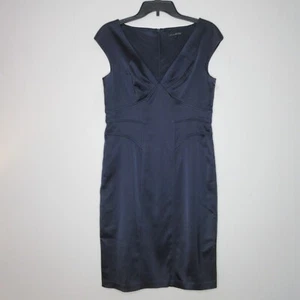 David Meister Women's Sleeveless Navy Blue Knee Length Cocktail Dress 8 B26 - Picture 1 of 19