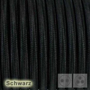 METERWARE 3-adrig Textilkabel Stoffkabel Lampenkabel Schwarz rund 3x0,75 H03VV - Bild 1 von 1