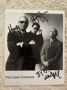 Fun Lovin Criminals Signed 8X10 Photo Huey Morgan, Brian Leiser & Maxwell Jayson - Picture 1 of 5